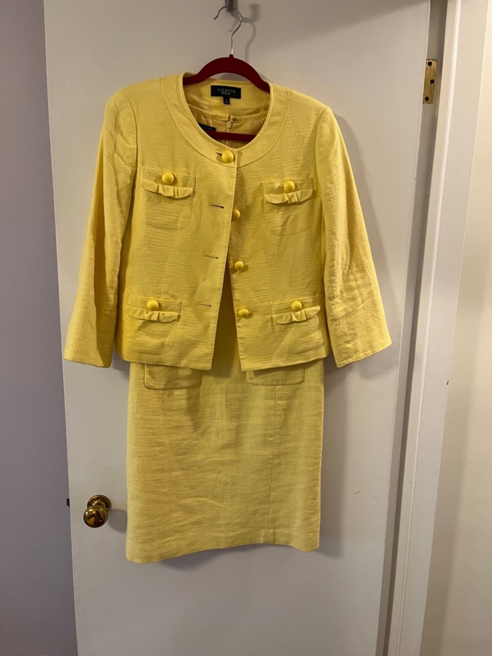 Talbots Yellow Two-Piece Textured Lady Dress Set